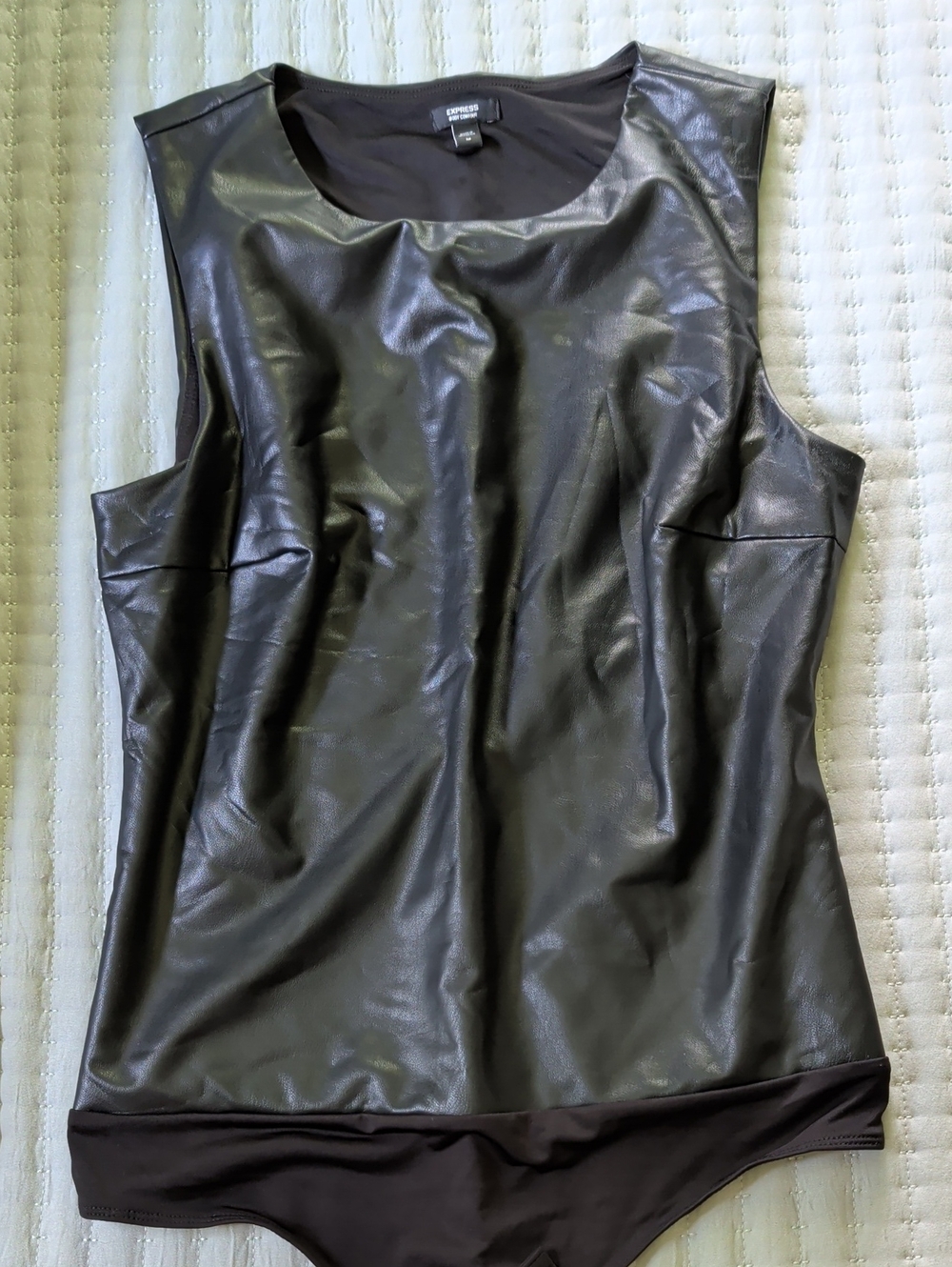 Express Black Faux Leather Sleeveless Bodysuit